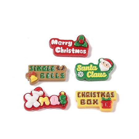 Merry Christmas Opaque Resin Decoden Cabochons RESI-S391-03-1