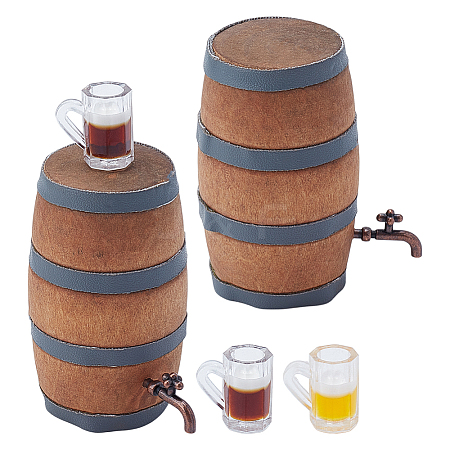 4Pcs 4 Styles Mini Wooden Wine Barrel DJEW-DR0001-17-1