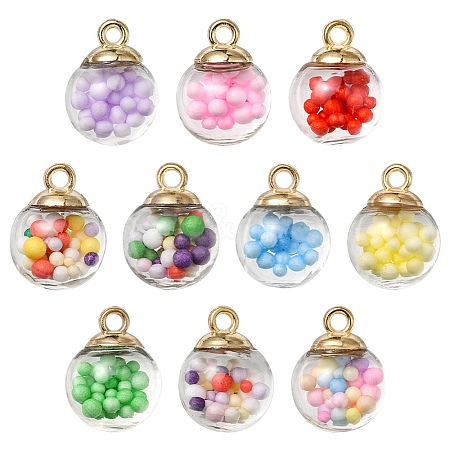 10Pcs Glass Ball Pendants GLAA-YW0001-78-1