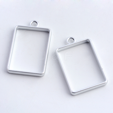 Rack Plating Alloy Rectangle Open Back Bezel Pendants PALLOY-S047-28B-FF-1