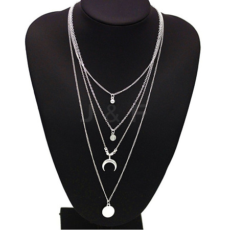 Alloy Moon Pendant Multi Layered Necklaces for Women FS-WGBB73B-02-1