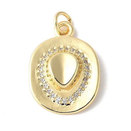 Brass Micro Pave Clear Cubic Zirconia Pendants ZIRC-I071-11G-1