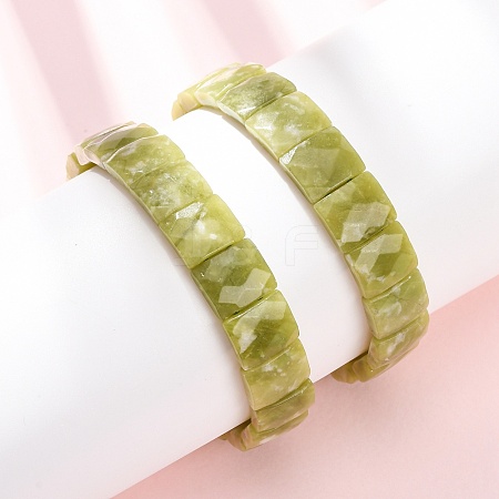 Natural Lemon Jade Faceted Beaded Stretch Bracelets for Women BJEW-K251-08B-1
