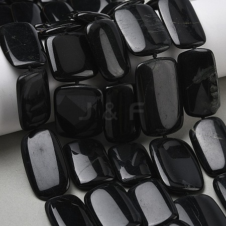 Natural Black Stone Beads Strands G-L650-C01-01-1