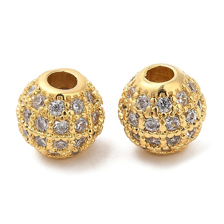 Brass Micro Pave Clear Cubic Zirconia Beads KK-I705-13G-1