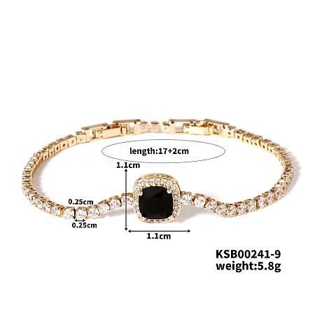 Elegant and Versatile Square Brass Cubic Zirconia Bracelets for European and American Fashion FS6985-3-1