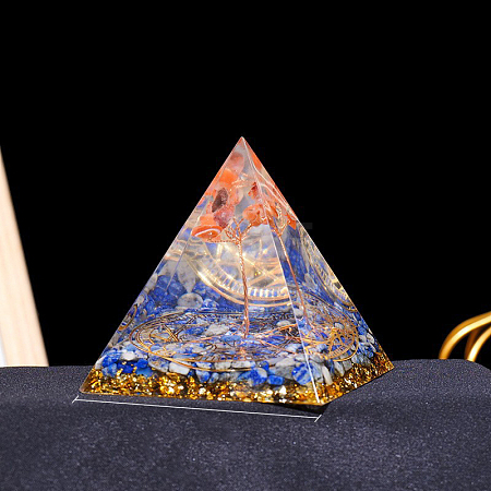 Resin Orgonite Pyramid Display Decorations G-PW0004-55C-1