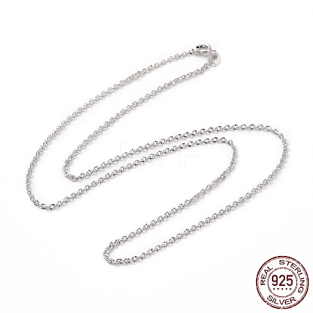 Anti-Tarnish Rhodium Plated 925 Sterling Silver Textured Cable Chains Necklace for Women STER-I021-10P-1