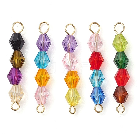 Rainbow Color Transparent Acrylic Bicone Beaded Connectors Charms PALLOY-JF02968-1