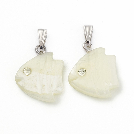 Natural Trochid Shell/Trochus Shell Pendants SSHEL-K027-07-1