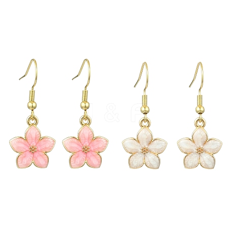 Flower Alloy Enamel Dangle Earrings for Women EJEW-JE06156-1