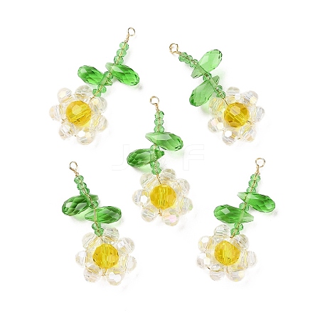 Glass Beaded Pendants GLAA-C028-06E-1