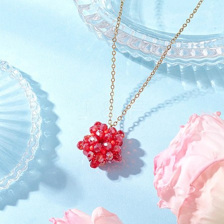 Handmade Glass Seed Beaded Star Pendant 304 Stainless Steel Cable Chain Necklaces for Women NJEW-MZ00118-02-1