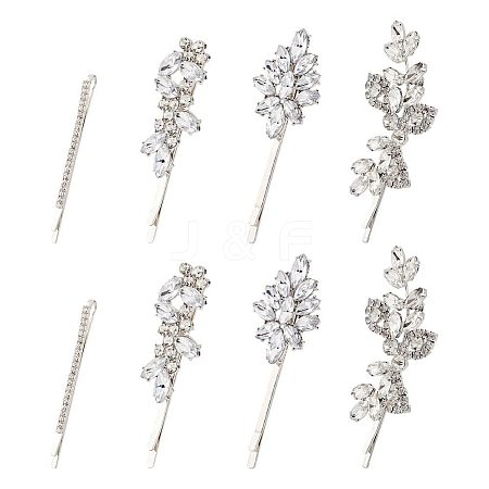 14Pcs 4 Style Alloy Rhinestone Hair Bobby Pins MRMJ-CA0001-36-1