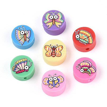 Printed Handmade Polymer Clay Beads CLAY-T022-12L-1
