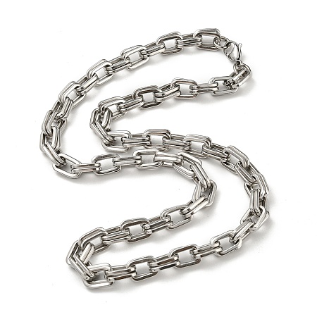 Non-Tarnish 201 Stainless Steel Boston Link Chain Necklace STAS-Z056-06P-1