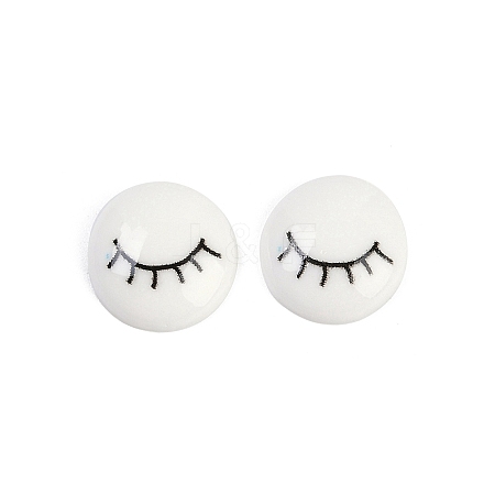White and Black Flat Round Cartoon Resin Cabochons LS-CRES-Q009-01D-1