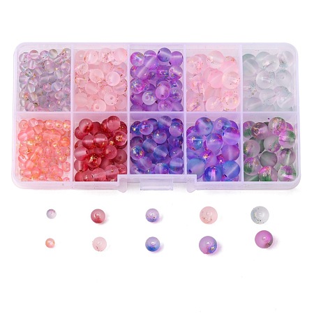 Frosted Spray Painted Glass Beads Strands GLAA-FS0001-18-1