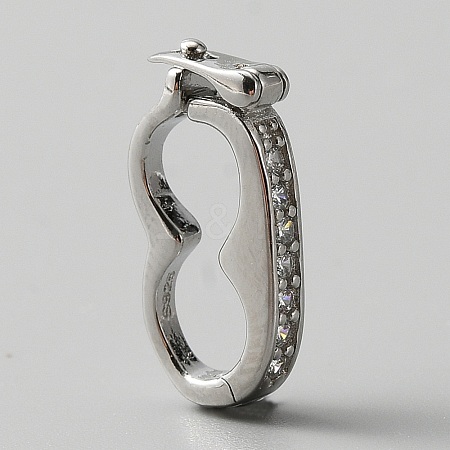 Anti-Tarnish 925 Sterling Silver with Clear Cubic Zirconia Twister Clasp FIND-WH0126-76P-1