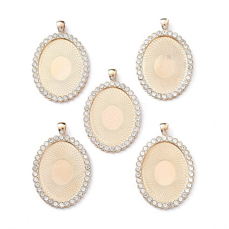 Oval Alloy Rhinestone Big Pendant Cabochon Settings ALRI-T356-01KCG-1