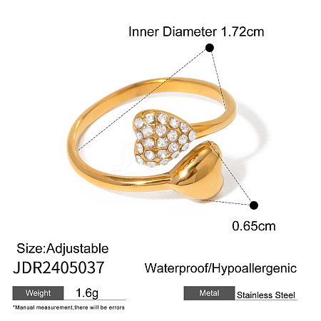304 Stainless Steel Cubic Zirconia Finger Rings FS-WG9EDCA-08-1