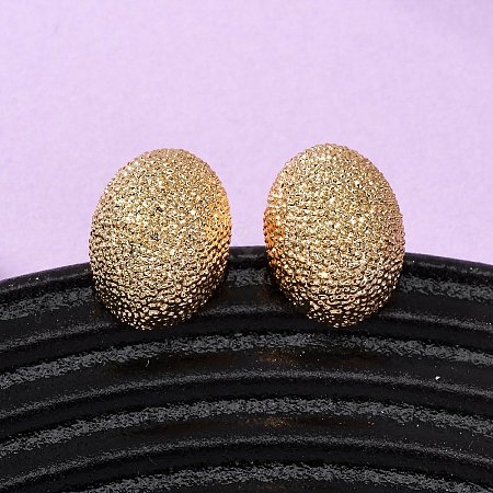 Brass Textured Stud Earrings EJEW-A143-02E-G-1