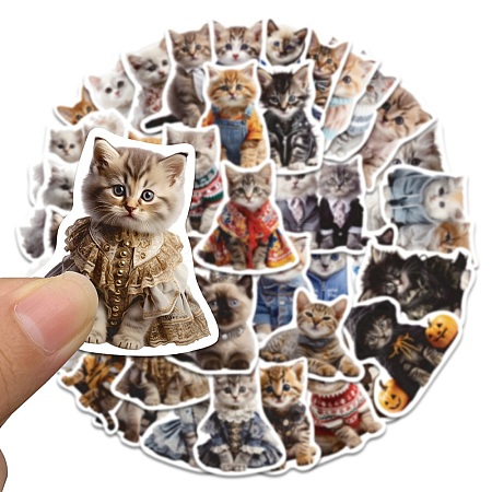 50Pcs Cat Shape PVC Self Adhesive Stickers STIC-G001-05-1