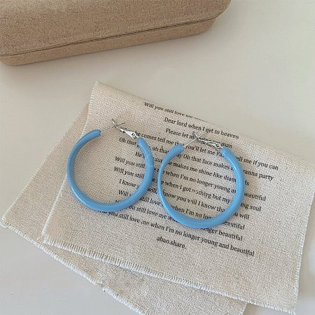 Alloy Epoxy Hoop Earrings FS-WG979F0-06-1