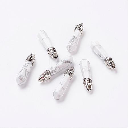 Natural Howlite Pointed Pendants G-P309-04-1