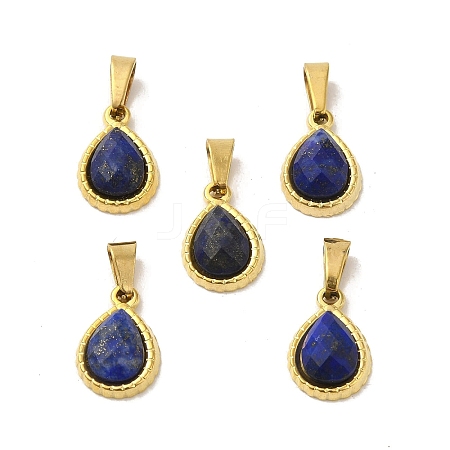 Natural Lapis Lazuli Faceted Teardrop Charms STAS-P361-01G-01-1