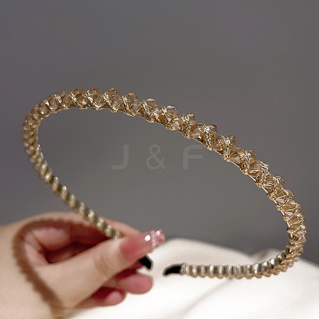 Glass Beaded Hair Bands PW-WG78237-01-1