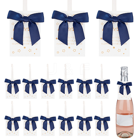 30Pcs Polyester Bowknot & Paper Card Pendant Decoration HJEW-OC00028-03-1