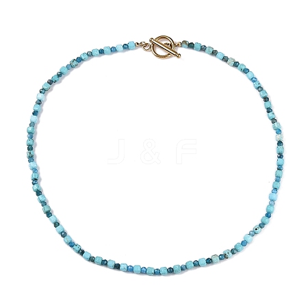 Cube Natural Apatite & Turquoise Beaded Necklaces for Women NJEW-T017-07G-1