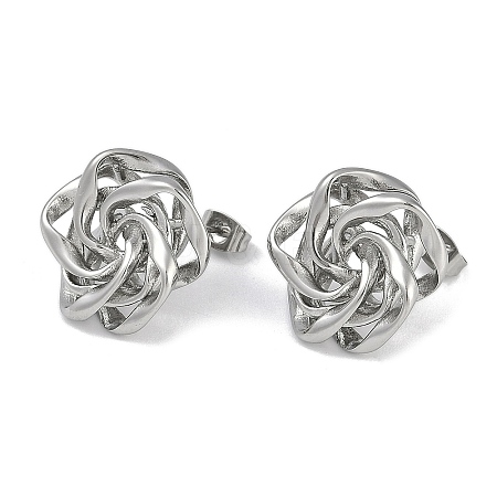 304 Stainless Steel Rose Stud Earrings EJEW-Z075-08P-1