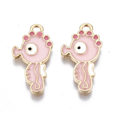 Light Gold Plated Alloy Enamel Pendants X-ENAM-T009-77C-RS-1