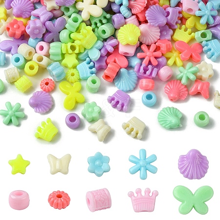 50Pcs 10 Styles Opaque Plastic Beads KY-YW0001-68-1