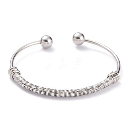 PVD Vacuum Plating 201 Stainless Steel Torque Bangles BJEW-O182-02P-1-1