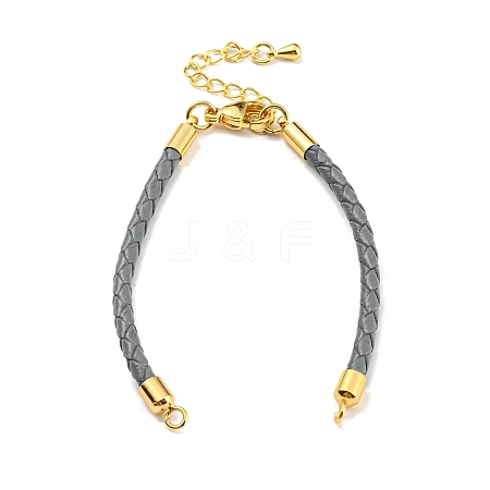 Leather Braided Cord Link Bracelets MAK-K022-01G-02-1