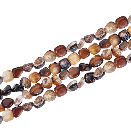 ARRICRAF Natural Black Agate Bead Strands G-AR0003-40-1