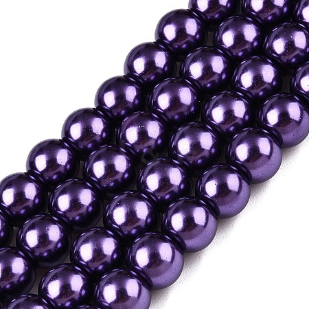 Baking Paint Pearlized Glass Pearl Round Bead Strands LS-HY-Q330-8mm-20-1