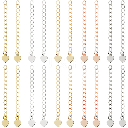 50Pcs 5 Colors Rack Plating Brass Chain Extender FIND-BBC0004-80-1