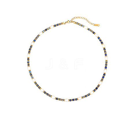Natural Lapis Lazuli & Pearl Beaded Necklaces MG1904-4-1