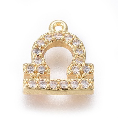 Golden Plated Brass Micro Pave Cubic Zirconia Charms X-ZIRC-L075-51G-1
