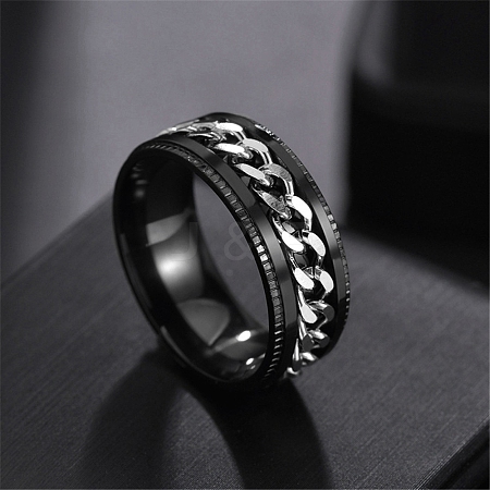 Non-Tarnish Stainless Steel Chains Rotating Finger Ring PW-WG67706-07-1