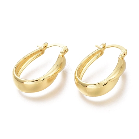 Brass Thick Hoop Earrings EJEW-H104-08G-1