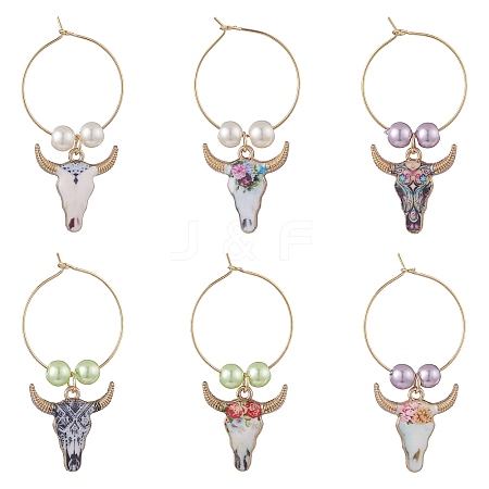 Alloy Enamel Wine Glass Charms AJEW-JO00180-1