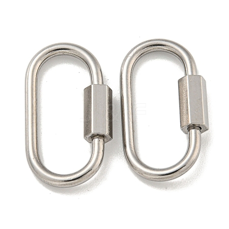 304 Stainless Steel Screw Carabiner Lock Charms STAS-C092-05E-P-1