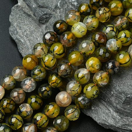 Natural Dragon Veins Agate Beads Strands G-G445-8mm-03-1