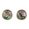 3 Pairs Flat Round Natural Paua Shell Stud Earrings for Women EJEW-JE07126-6