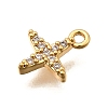 Brass Micro Pave Cubic Zirconia Charms KK-B152-27B-G-2